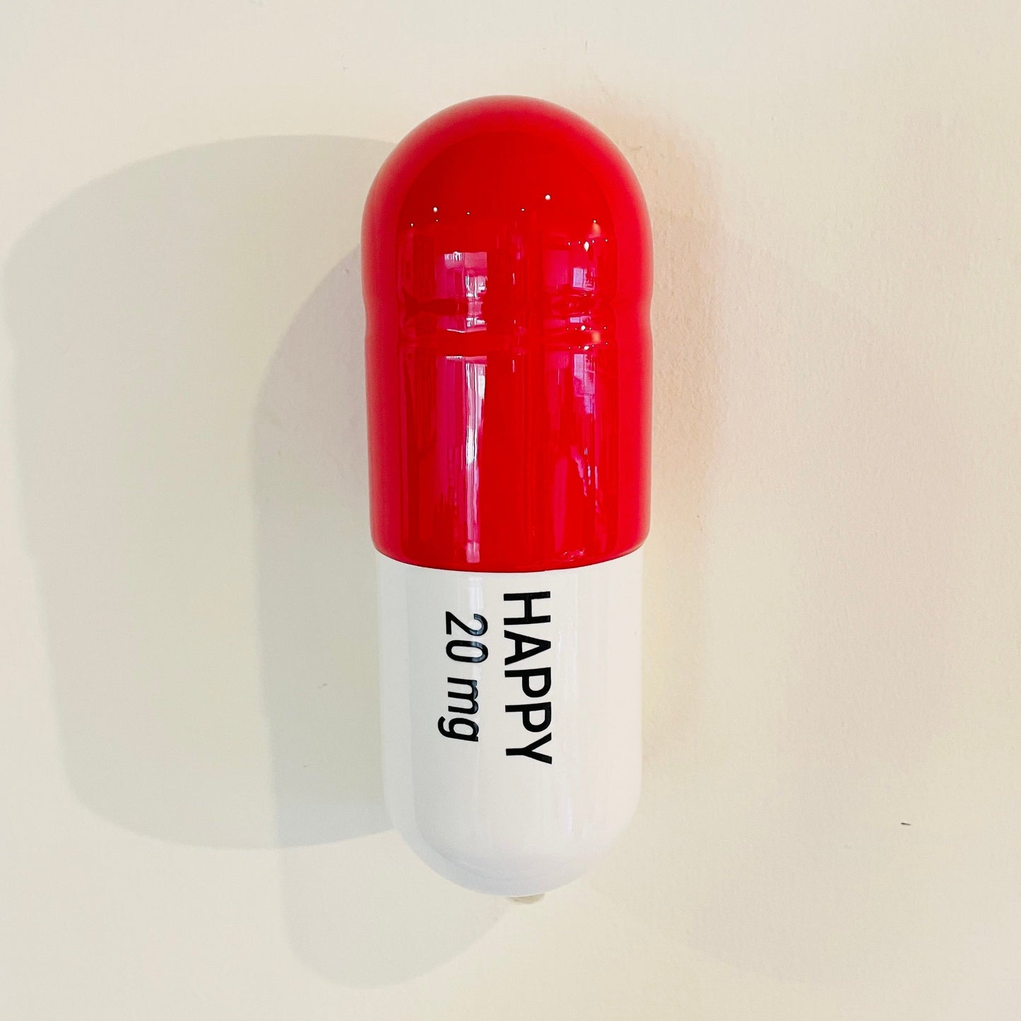 Ceramic Happy Pill - Red and White