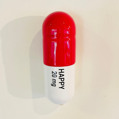 Ceramic Happy Pill - Red and White